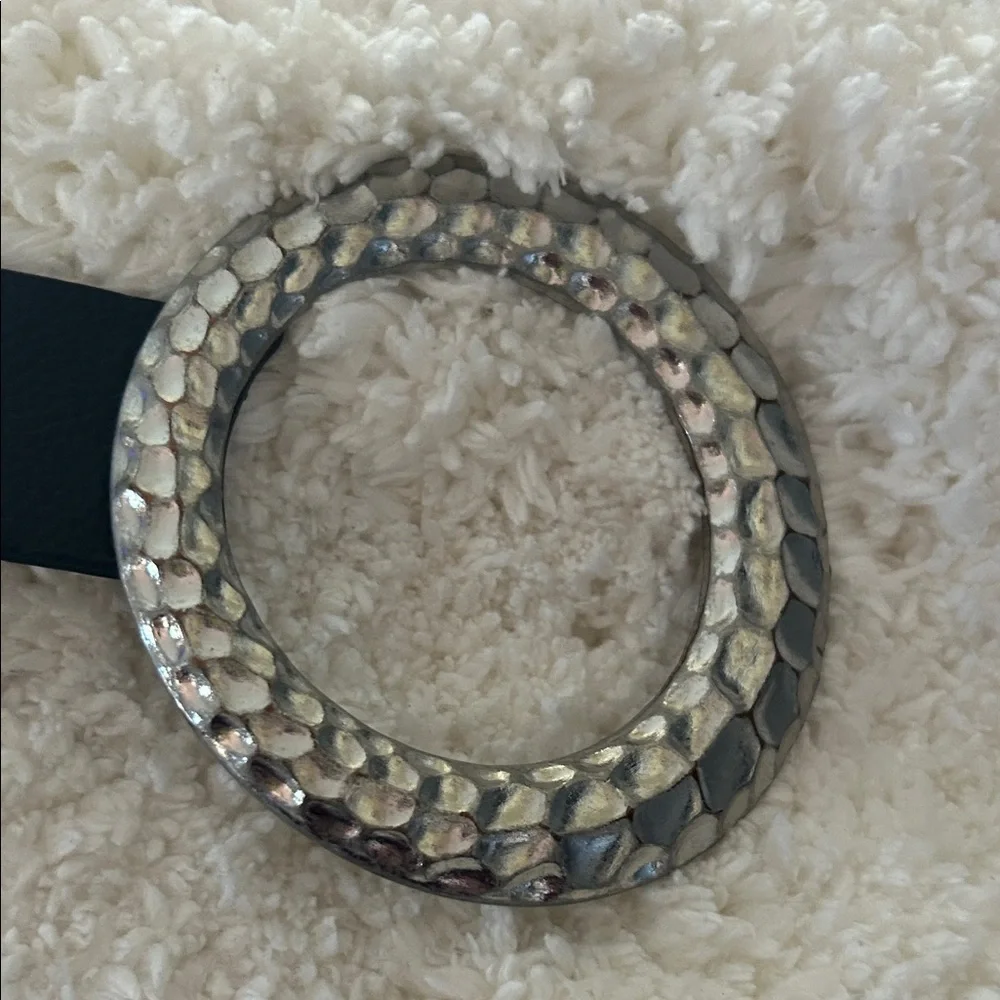 Chico's Black Belt with Gold and Silver Buckle